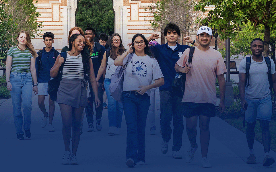 Group of students walking on campus