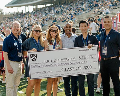 Check presented at a football game
