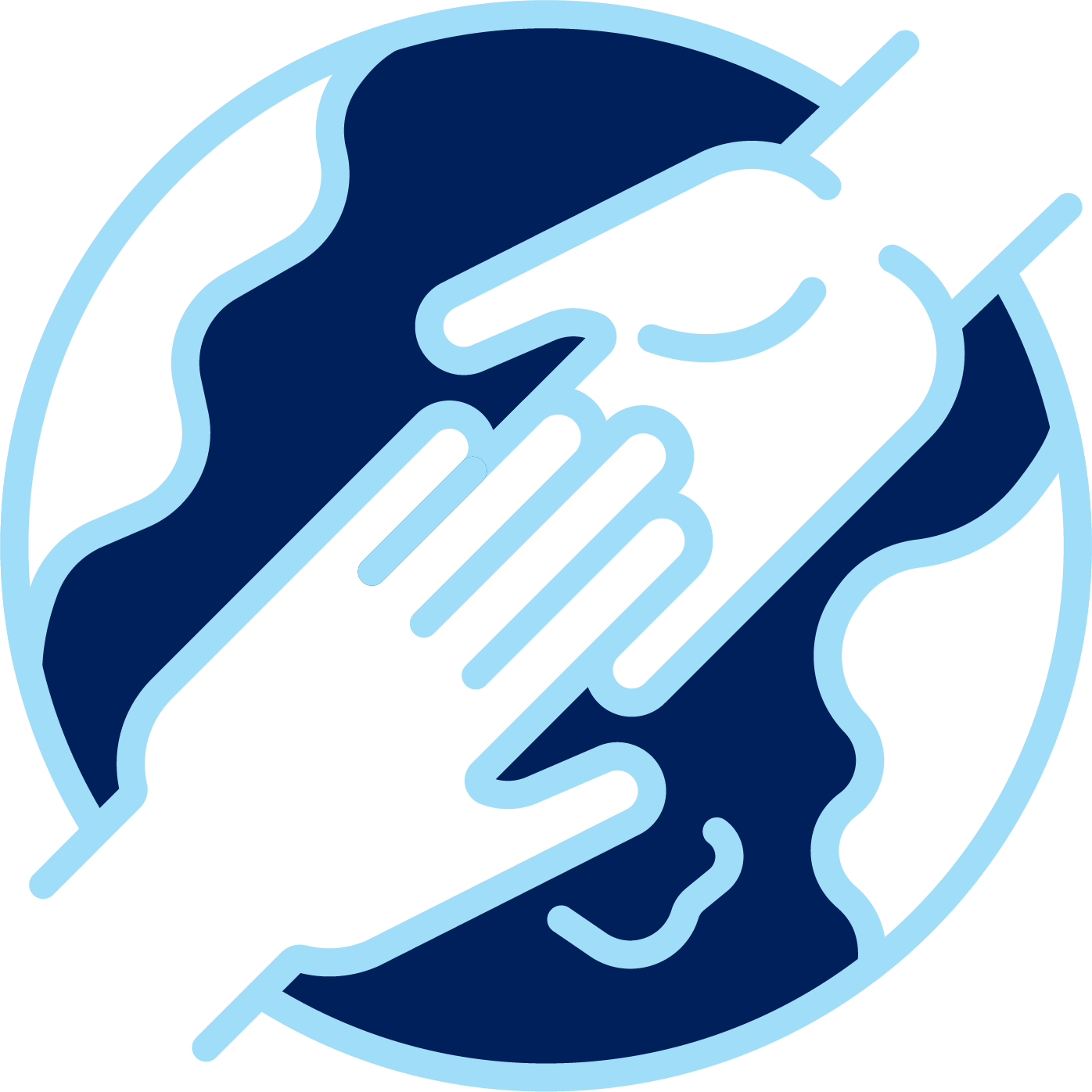 Icon of holding hands over a globe